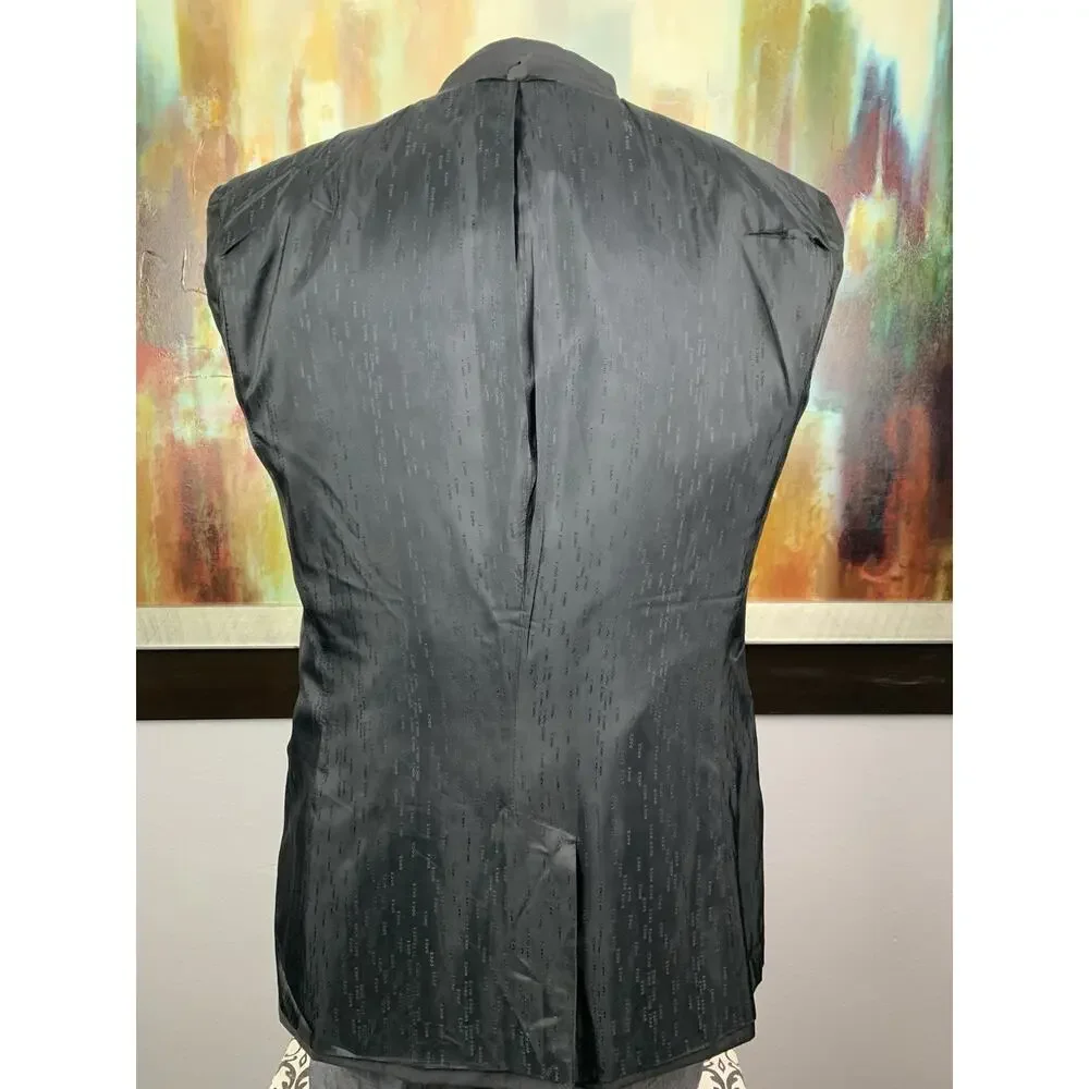 Hugo Boss Mens Super 100s Black Basket Weave Blazer 40R Slim Fit